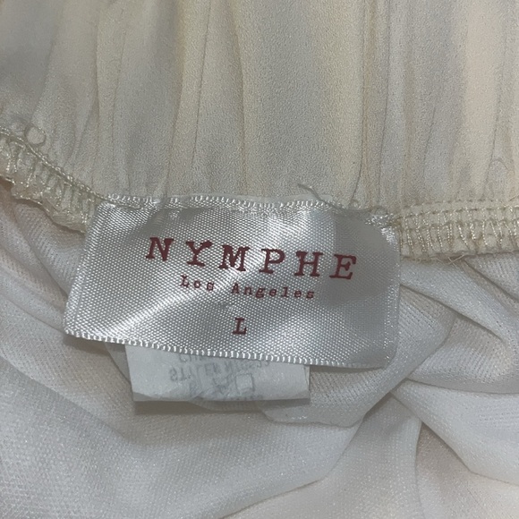 NYMPHE LOS ANGELES Lined Ivory Wide Leg Dress Pants Pockets L - Picture 5 of 6